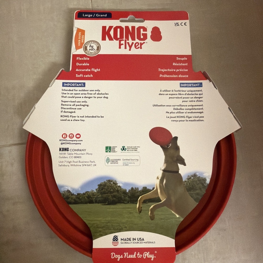 New KONG 26299 Flexible Flyer Frisbee LARGE 9" Durable Soft Rubber Dog Fetch Toy - Picture 4 of 5